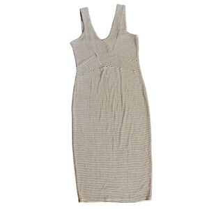 {A+ Ellen} Stripped Sleeveless Bodycon Midi Dress